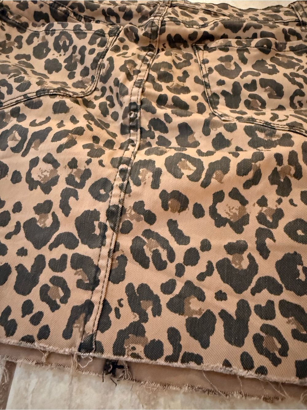 Leopard Print Denim Skirt - Picture 3 of 4